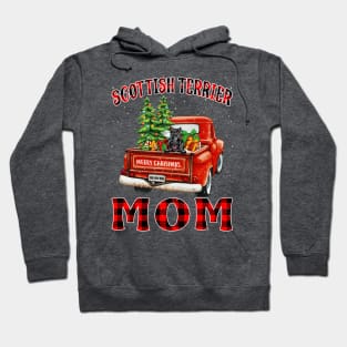 Christmas Scottish Terrier Mom Santa Hat Truck Tree Plaid Dog Mom Christmas Hoodie